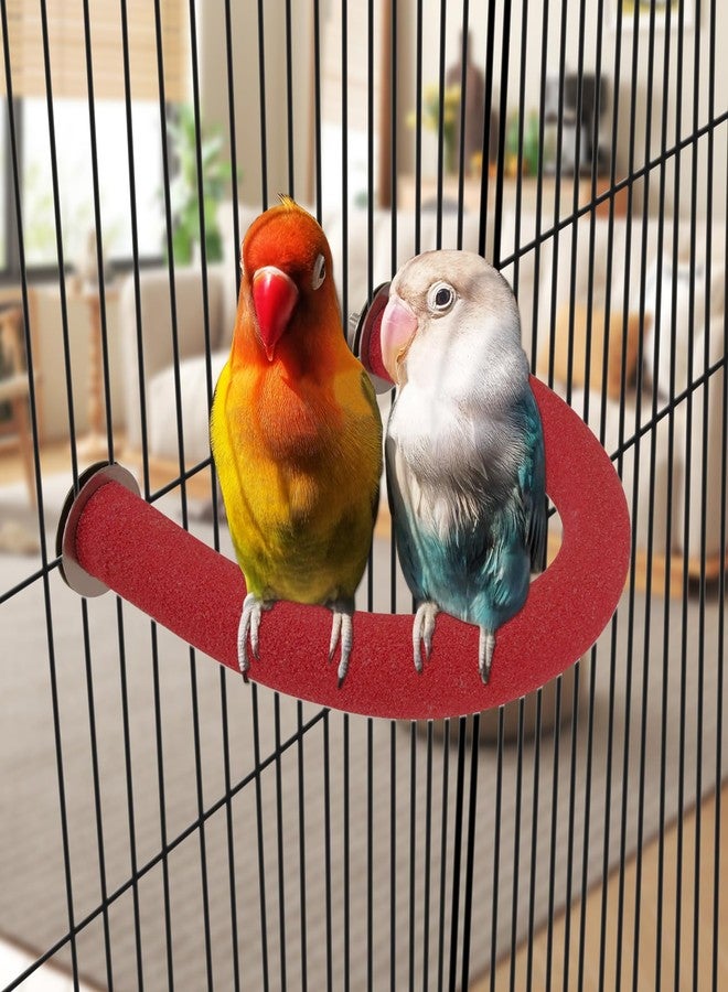 Rypet U Shape Parrot Perch Stand Toy for Paw Grinding Clean Stick Exercise, Rough-Surfaced Quartz Bird Perch Standing Cage Accessories for for Small Parakeets Cockatiels Conures Macaws Finches(Red) - Image 5