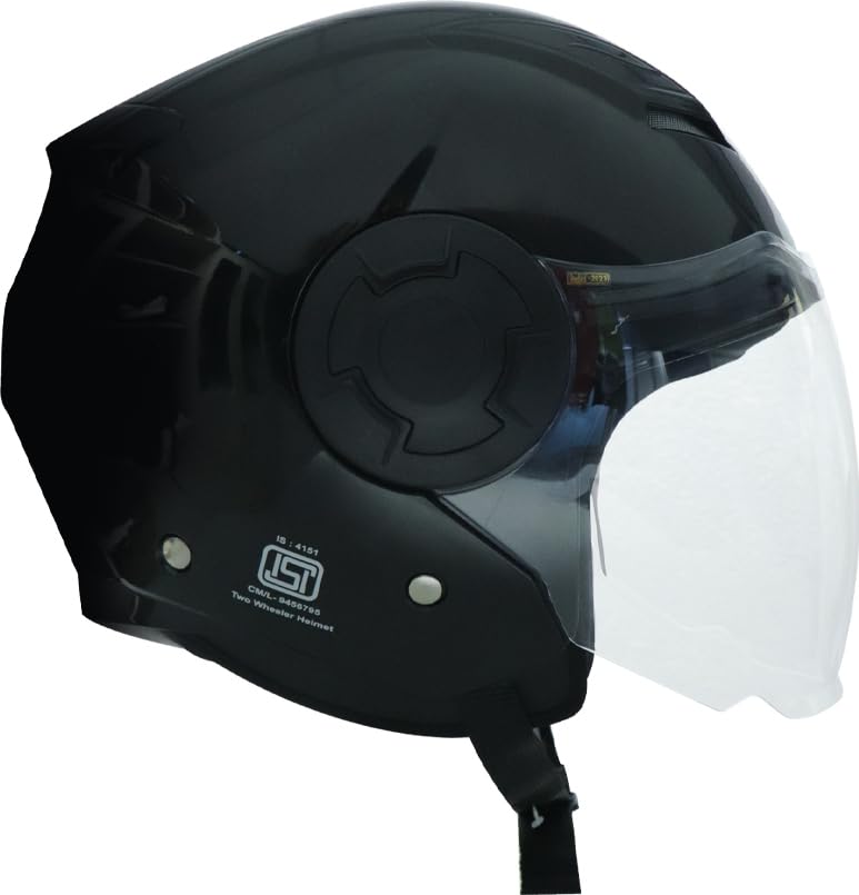 TVS Lightweight Half Face Helmet for Men and Women with Clear Visor, ISI Certified Helmet, Safety with Comfort, Smooth Finish, Bike Accessories |Scooty (Color:Glossy Black, Size:L) - Image 2