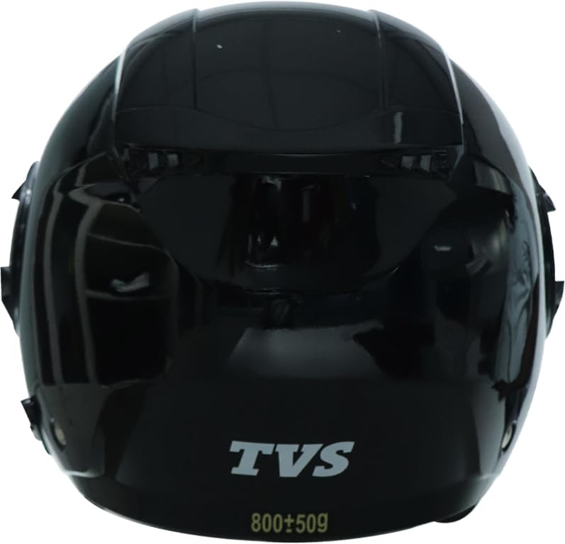 TVS Lightweight Half Face Helmet for Men and Women with Clear Visor, ISI Certified Helmet, Safety with Comfort, Smooth Finish, Bike Accessories |Scooty (Color:Glossy Black, Size:L) - Image 3