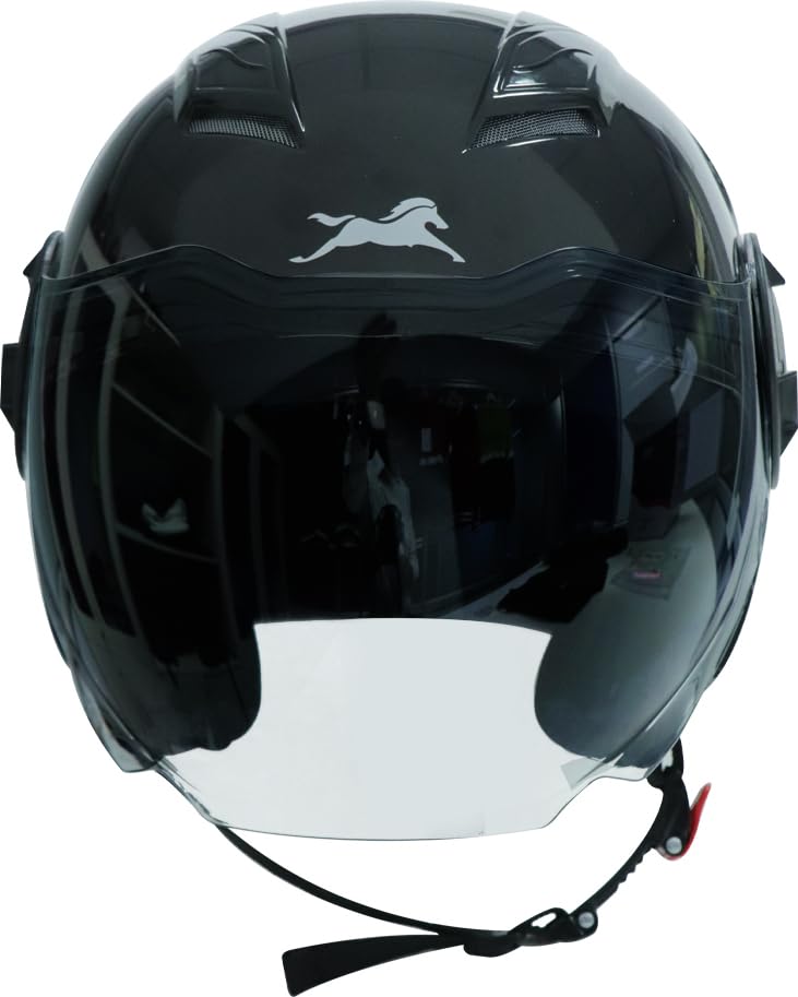 TVS Lightweight Half Face Helmet for Men and Women with Clear Visor, ISI Certified Helmet, Safety with Comfort, Smooth Finish, Bike Accessories |Scooty (Color:Glossy Black, Size:L) - Image 4