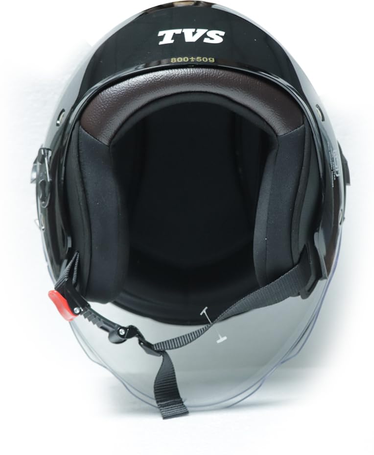 TVS Lightweight Half Face Helmet for Men and Women with Clear Visor, ISI Certified Helmet, Safety with Comfort, Smooth Finish, Bike Accessories |Scooty (Color:Glossy Black, Size:L) - Image 5