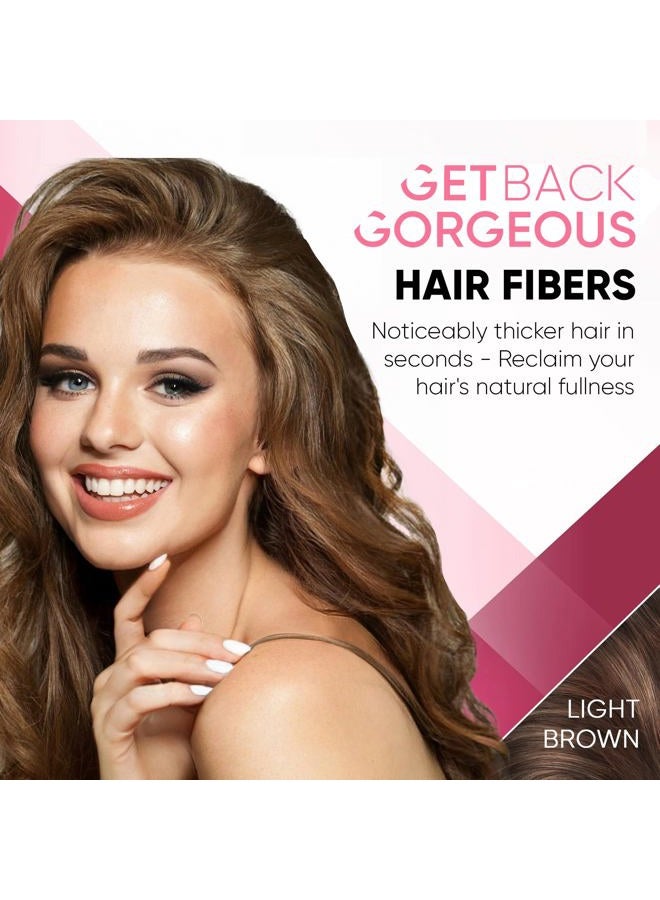 Get Back Gorgeous GBG Womens Hair Fibers for Thinning, Fine Hair & Bald Spots, Light Brown - Thickening Fibers for Instant Cover Up & Volume in 30 Seconds, Touch Up and Thickener for Women & Men 25g - Cruelty Free - Image 2