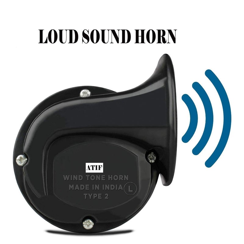 ATIF� BLACK HORN WITH RELAY AND WIRE Sound (Low + High) 12 V PACK OF 2 Compatible dual tone HORN SPLENDOR PLUS BIKE - Image 5