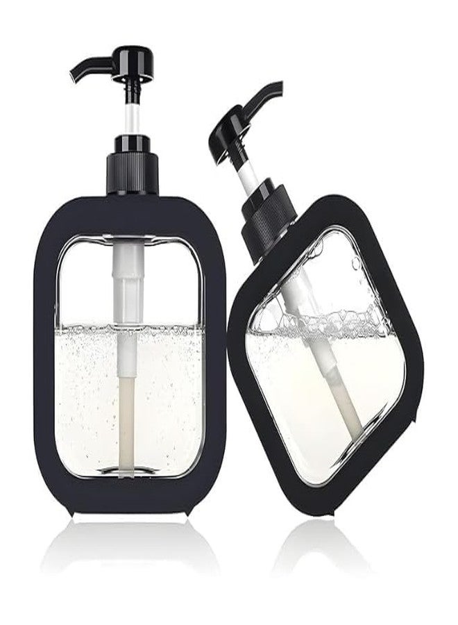 Anshri Hand Soap Dispenser Multipurpose Liquid Soap Refillable Plastic Dispenser,Shampoo,Dish Wash,Shower Gel Lotion for Bathroom,300Ml (Black 2pcs) - Image 1