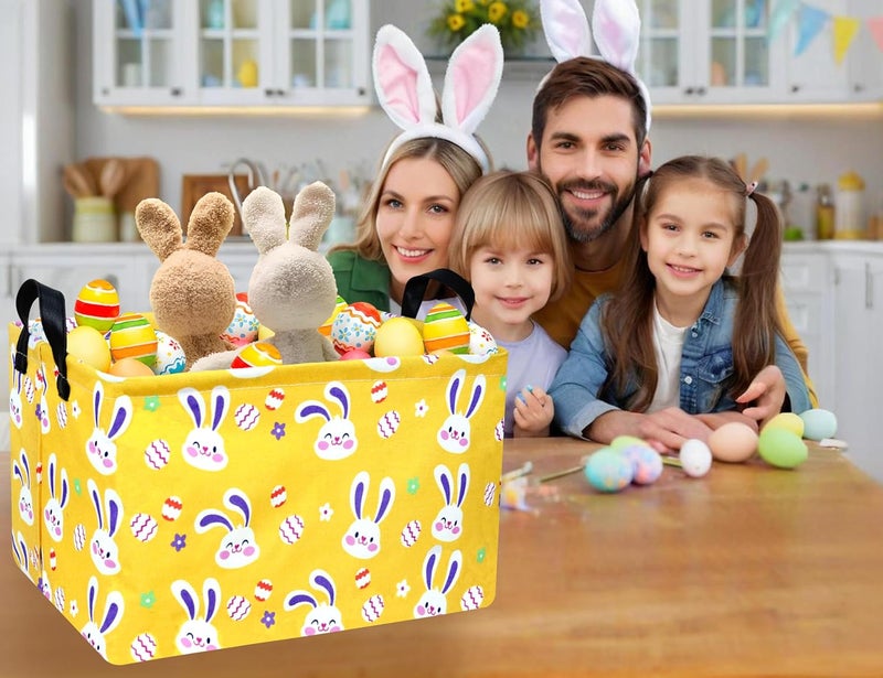 BOOHIT Large Easter Baskets for Kids Personalized Baby Girl Easter Basket Cute Teen Boy Spring Decor Golden Bunny Egg - Image 2