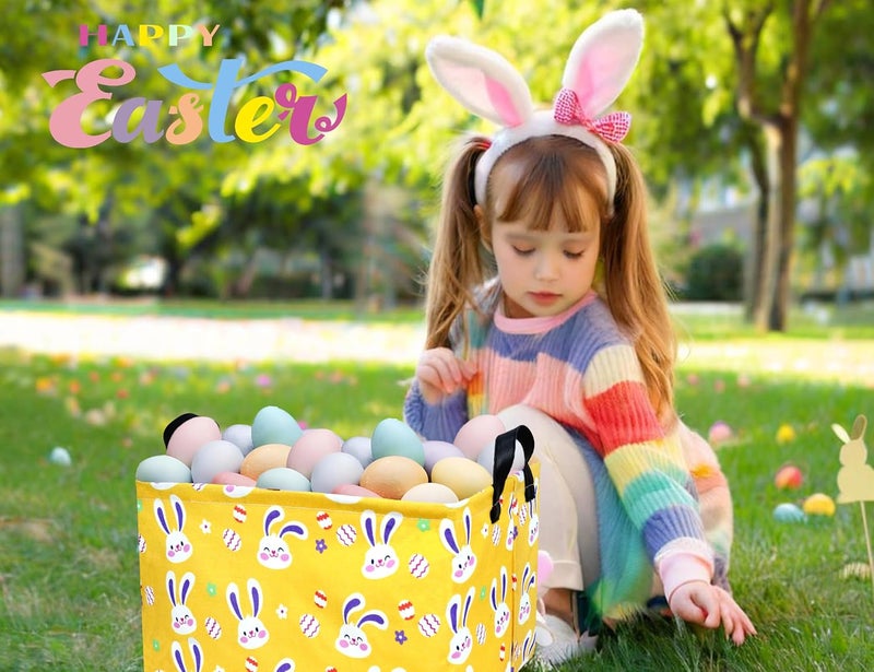 BOOHIT Large Easter Baskets for Kids Personalized Baby Girl Easter Basket Cute Teen Boy Spring Decor Golden Bunny Egg - Image 5