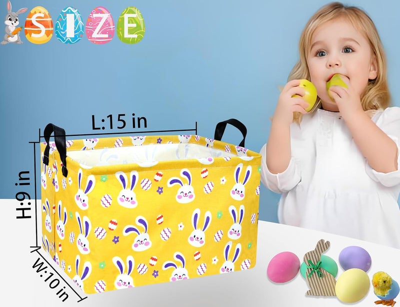 BOOHIT Large Easter Baskets for Kids Personalized Baby Girl Easter Basket Cute Teen Boy Spring Decor Golden Bunny Egg - Image 3