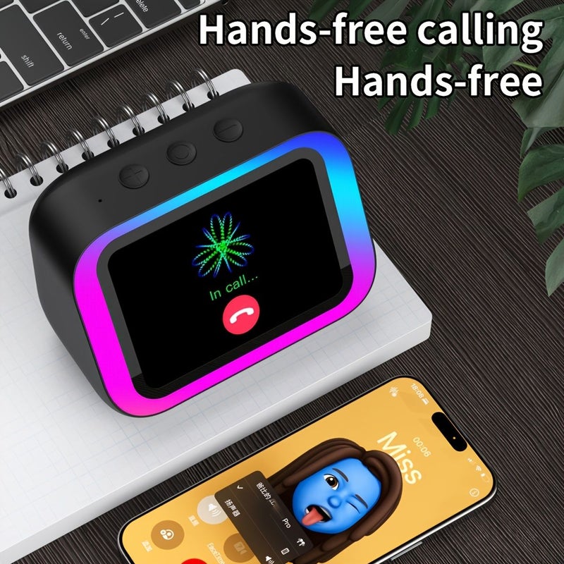 Black Smart Speaker Alarm Clock With HD Display And RGB Lights - Image 2