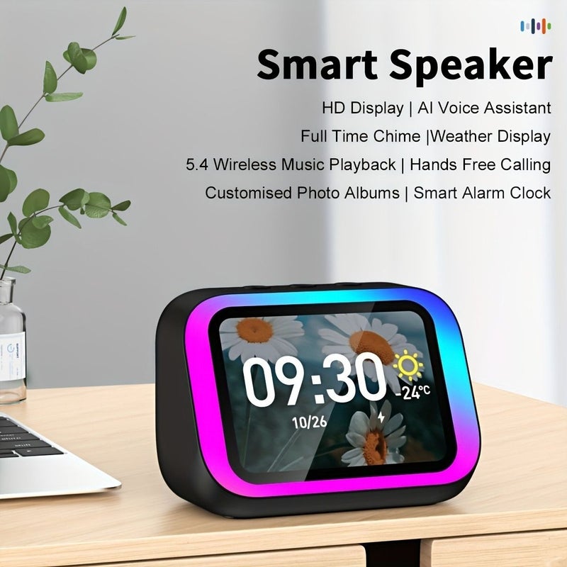 Black Smart Speaker Alarm Clock With HD Display And RGB Lights - Image 3