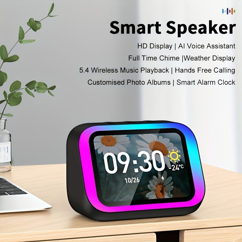 Black Smart Speaker Alarm Clock With HD Display And RGB Lights - Image 5