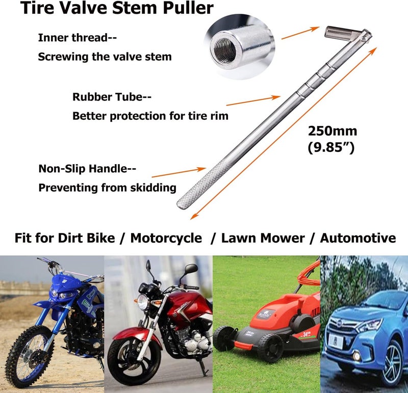 Dr.Roc Tire Valve Tools Set - 1 x Installer, 20 x Snap-in Valve Stem with Cores (12 x TR412, 8 x TR413), 1 x Core Remover - Image 2