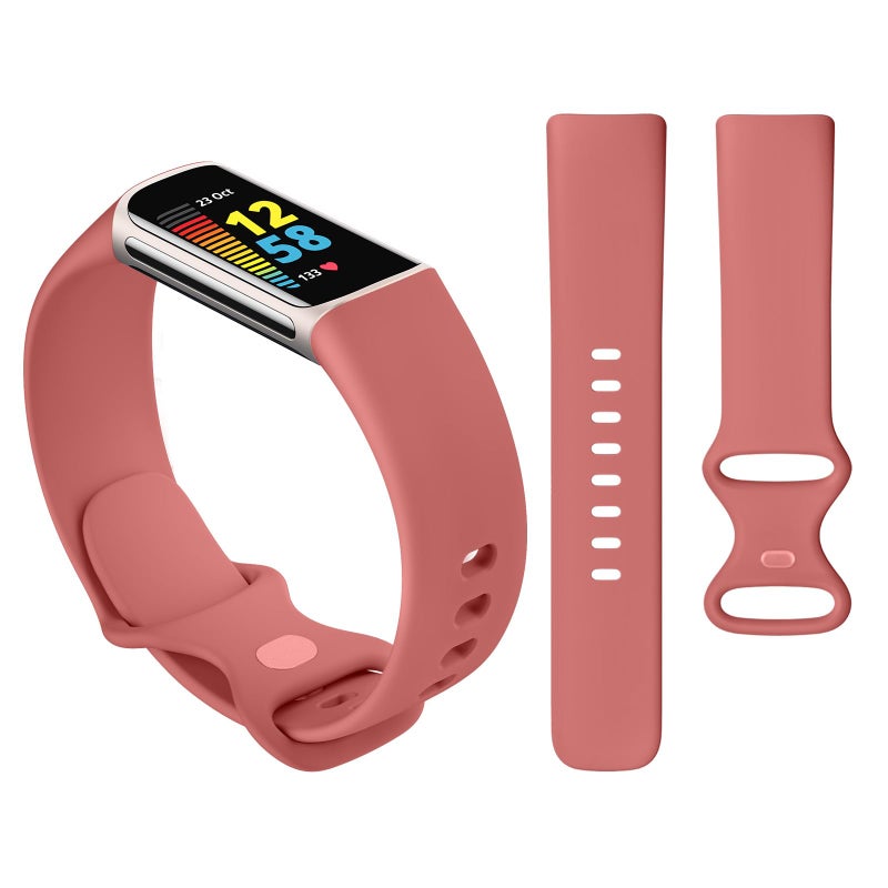 AK حزام AK Sport متوافق مع أساور Fitbit Charge 6 / Fitbit Charge 5 للنساء والرجال، أشرطة استبدال ناعمة كلاسيكية لأساور Fitbit Charge 6 / 5 متقدمة لمراقبة اللياقة البدنية والصحة (كورال) - Image 5