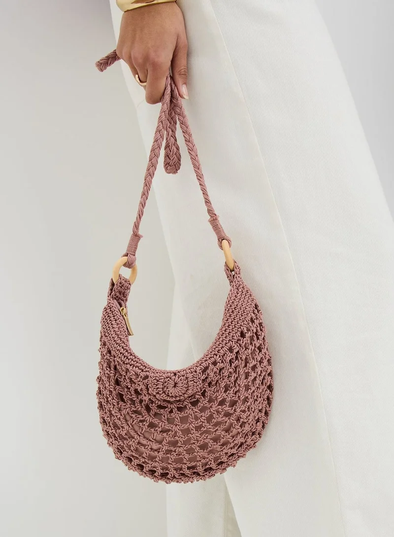 ماتلان Pink Crochet Crossbody Bag