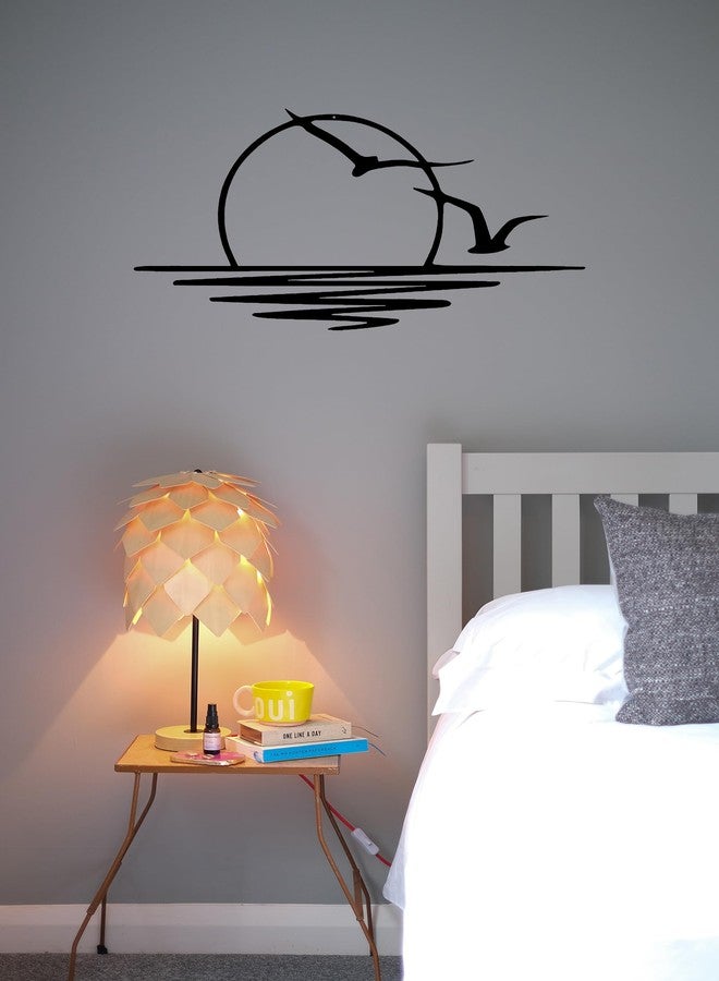 Benziso Sun Metal Wall Art Abstract Sunset with Seagulls Metal Wall Decor Minimalist Sunrise Line Art for Living Room Kitchen Bathroom Indoor Outdoor - Image 4