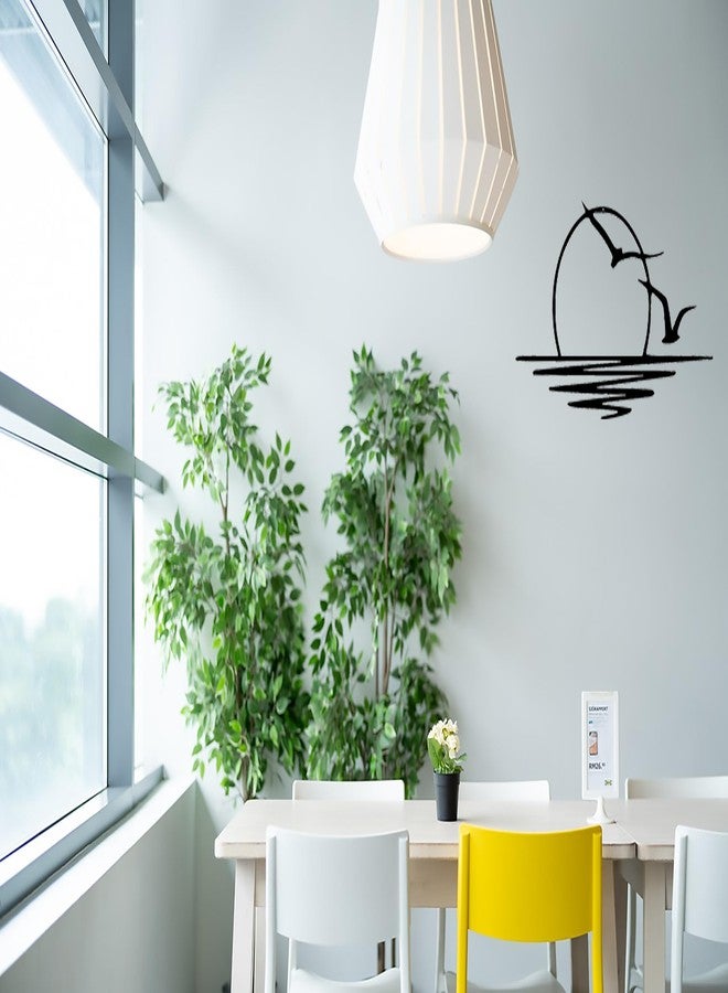 Benziso Sun Metal Wall Art Abstract Sunset with Seagulls Metal Wall Decor Minimalist Sunrise Line Art for Living Room Kitchen Bathroom Indoor Outdoor - Image 5