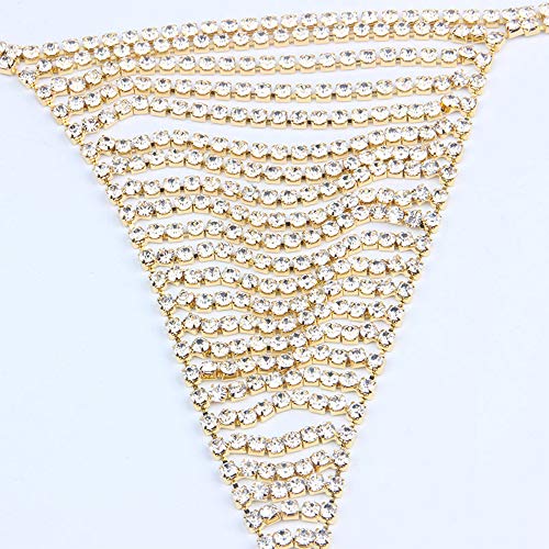 Aimimier Rhinestone Panties Thong Summer Beach Bikini Body Chain Crystal Underwear Belly Waist Chain for Women and Girls (Gold) - Image 4