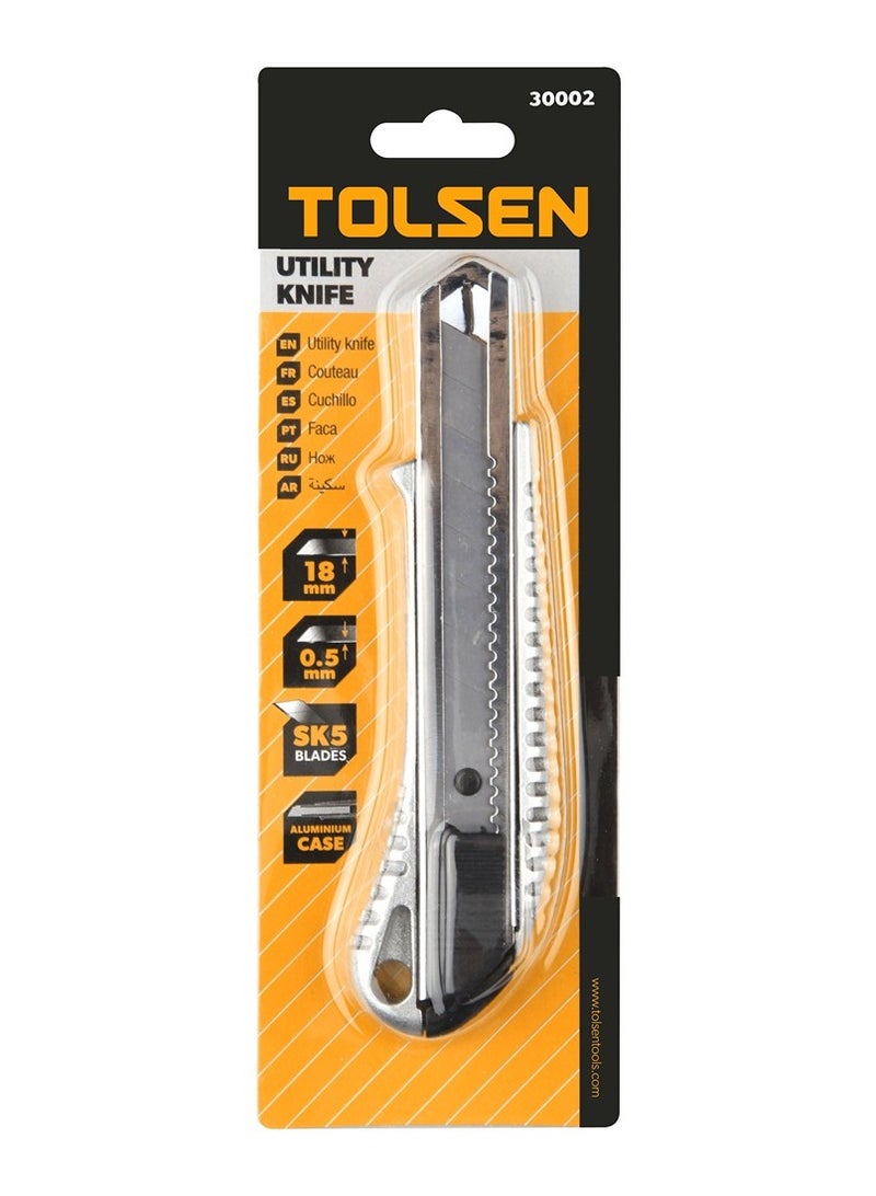 Tolsen Snap-Off Blade Knife – Model 30002, 18x100mm, Heavy-Duty Aluminium Body - Image 3