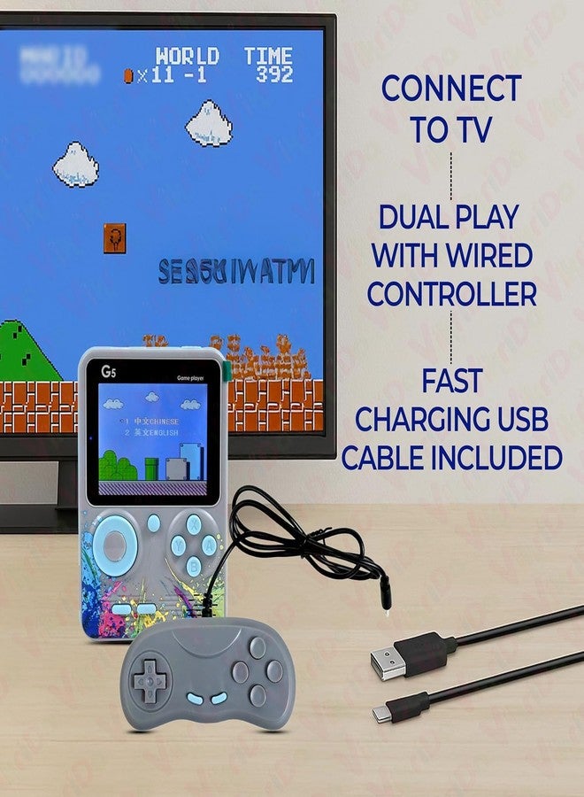 VikriDA G5 500-in-1 Retro Handheld Game Console for Kids – 2 Player Classic TV-Compatible Game Box with Controller – Multicolor - Image 4