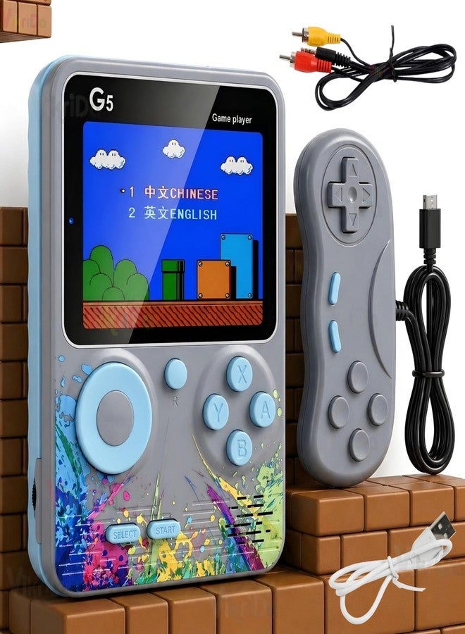 VikriDA G5 500-in-1 Retro Handheld Game Console for Kids – 2 Player Classic TV-Compatible Game Box with Controller – Multicolor - Image 1