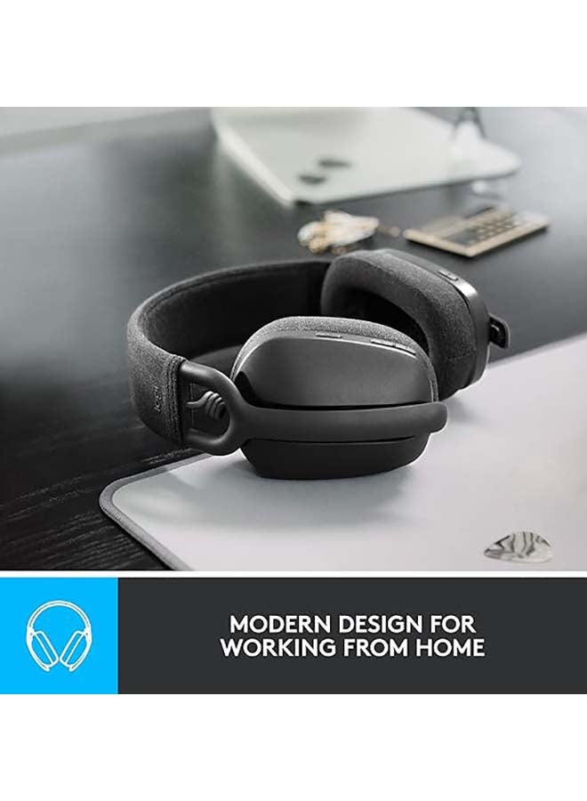 Logitech Zone Vibe 100 Wireless Headset, 40mm Audio Drivers, Bluetooth Connectivity, Up to 30m Range, Flip-to-Mute NC Mic, 20H Battery Life, Memory Foam & Fabric Cushioning, USB-C, 981-001213 Graphite - Image 2