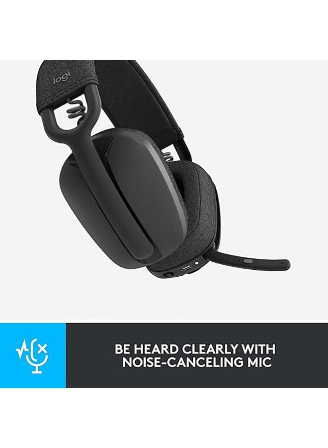 Logitech Zone Vibe 100 Wireless Headset, 40mm Audio Drivers, Bluetooth Connectivity, Up to 30m Range, Flip-to-Mute NC Mic, 20H Battery Life, Memory Foam & Fabric Cushioning, USB-C, 981-001213 Graphite - Image 3