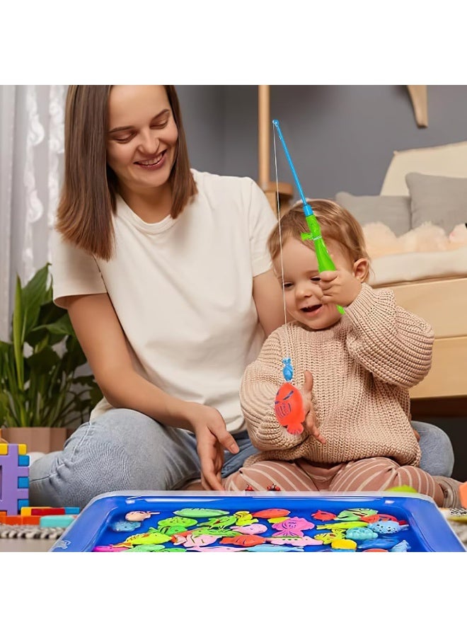 MileMelo Fishing Toys for Kids 3-5,Magnetic Fishing Pool Toys Game for Kids - Water Table Bathtub Kiddie Party Toy with Pole Rod Net Plastic Floating Fish Toddler Gifts - Image 4