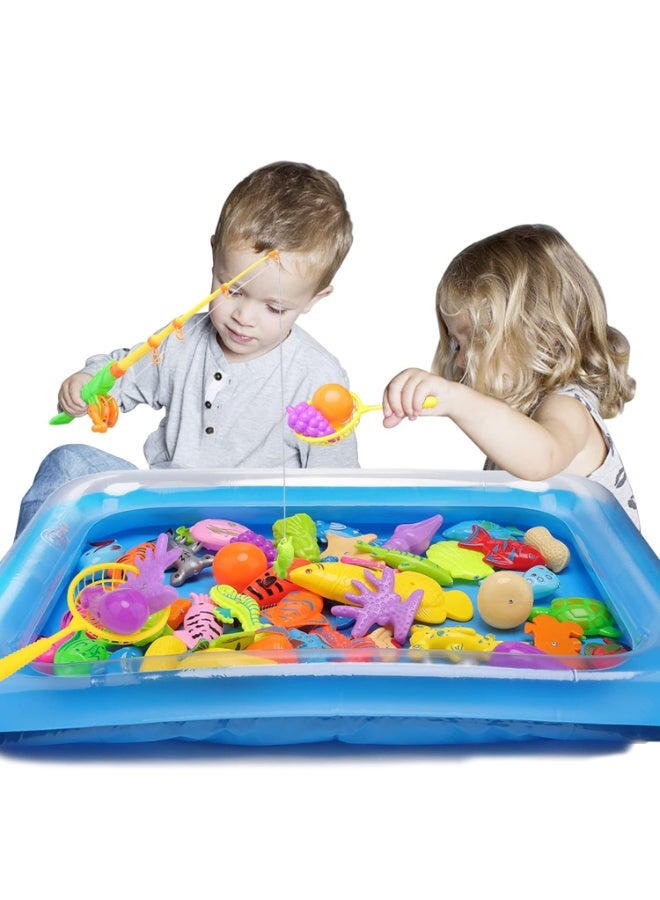 MileMelo Fishing Toys for Kids 3-5,Magnetic Fishing Pool Toys Game for Kids - Water Table Bathtub Kiddie Party Toy with Pole Rod Net Plastic Floating Fish Toddler Gifts - Image 1