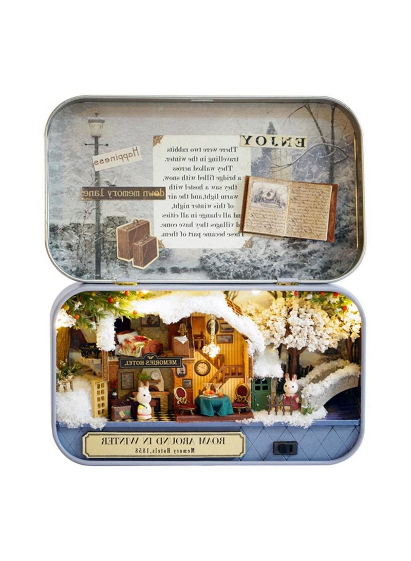 بيت الدمى ، صندوق المسرح مصغرة كيت العمارة نموذج بناء مجموعات مع الأثاث LED ، سلسلة السفر عبر الزمن لعبة أطفال dIY - Image 1