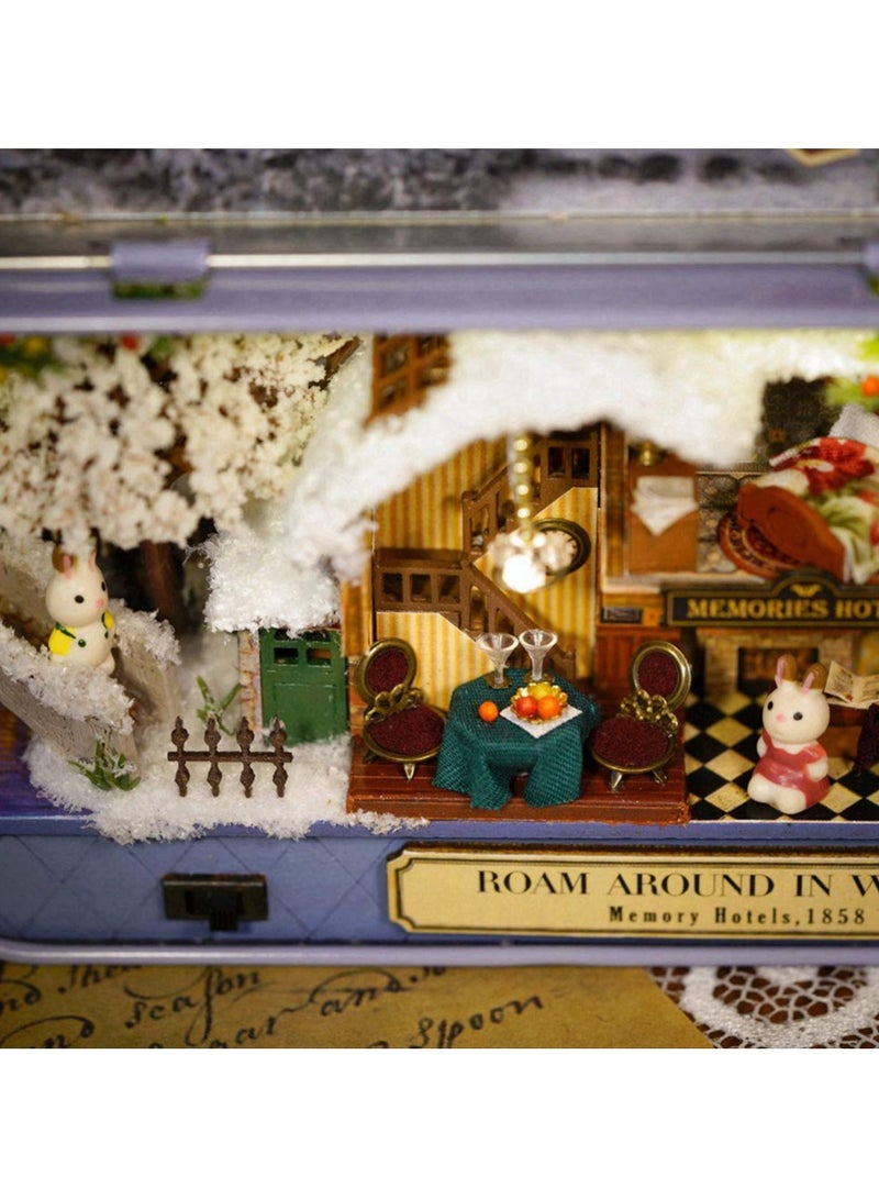 بيت الدمى ، صندوق المسرح مصغرة كيت العمارة نموذج بناء مجموعات مع الأثاث LED ، سلسلة السفر عبر الزمن لعبة أطفال dIY - Image 2