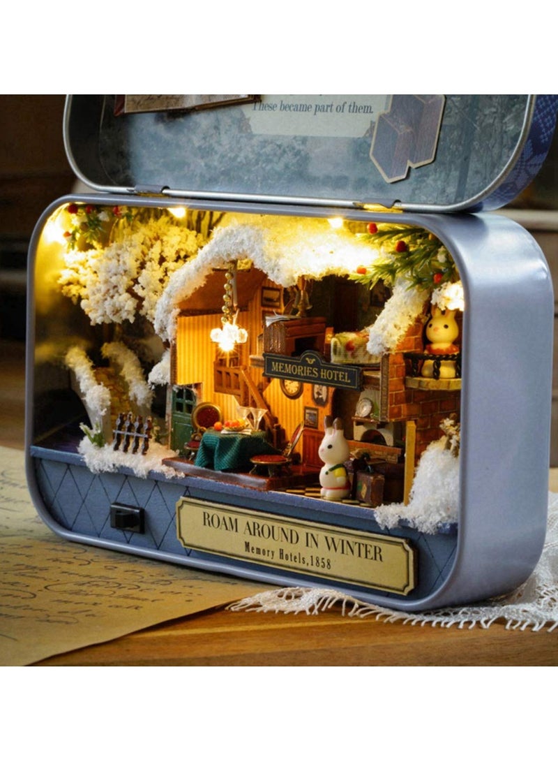 بيت الدمى ، صندوق المسرح مصغرة كيت العمارة نموذج بناء مجموعات مع الأثاث LED ، سلسلة السفر عبر الزمن لعبة أطفال dIY - Image 5