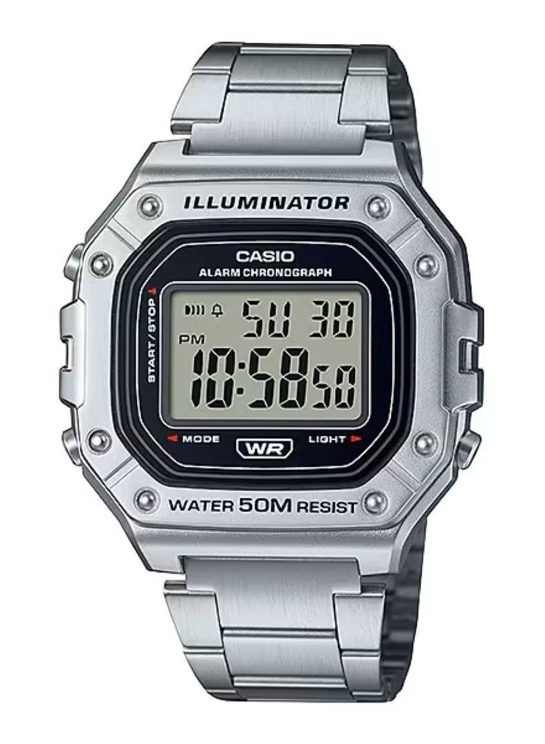 Casio W-218HD-1ADF Digital Watch for Men & Women | LED Illuminator | 50M Water Resistant | Stopwatch | Daily Alarm | Auto Calendar | Stainless Steel Band | Unisex Sport & Casual Watch