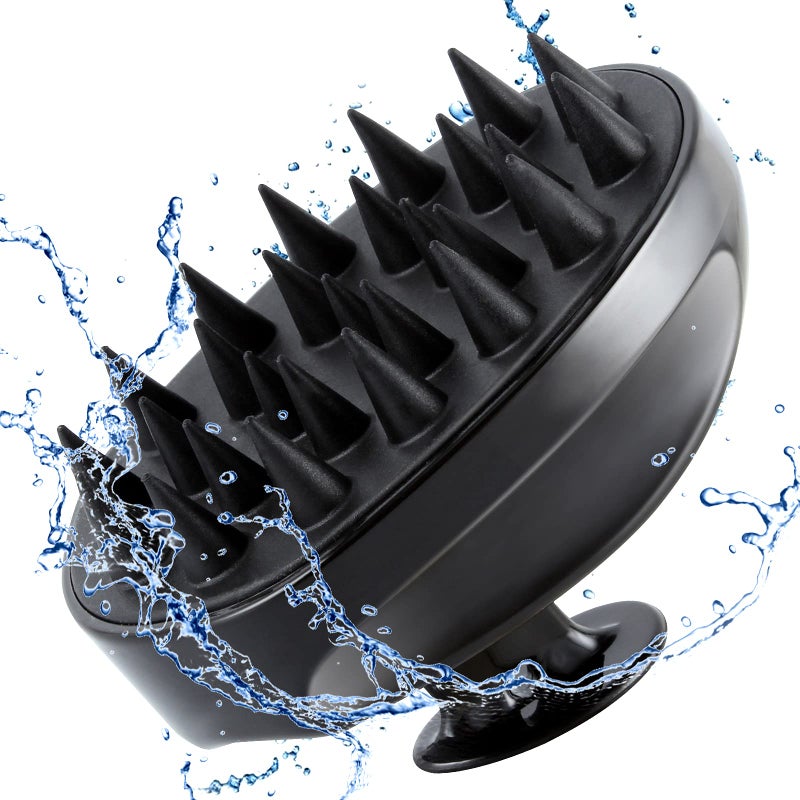 Scalp Massager Shampoo Brush Hair Scalp Scrubber Shower Hair Brush Head Massager for Stress Relax Hair Growth Dandruff Brush Scalp Exfoliator for Women Men Kids Pets Black