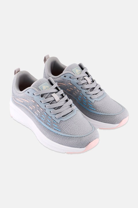 Women Lace Up Running Shoes, Grey