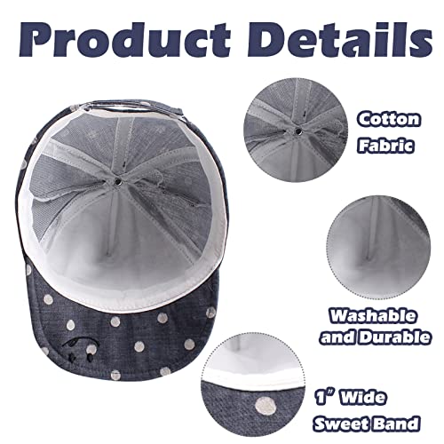 JANGANNSA Polka Baby Baseball Caps Infant Toddler Sun Cap Boys Girls Summer Hat with Bear Ears 6-24Months (6-24 Months,Polka Navy) - Image 5