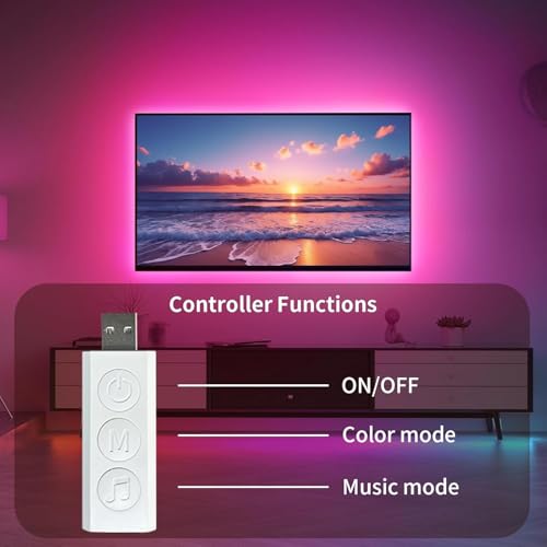 KSIPZE LED Lights for TV, 16.5ft TV led Backlight for 45-75 Inch TVs RGB TV Backlight Behind Music Sync Smart APP & Button Control TV LED Strip Lights USB Powered for Bedroom/Gaming - Image 2