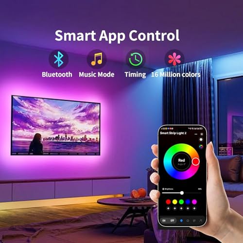 KSIPZE LED Lights for TV, 16.5ft TV led Backlight for 45-75 Inch TVs RGB TV Backlight Behind Music Sync Smart APP & Button Control TV LED Strip Lights USB Powered for Bedroom/Gaming - Image 3