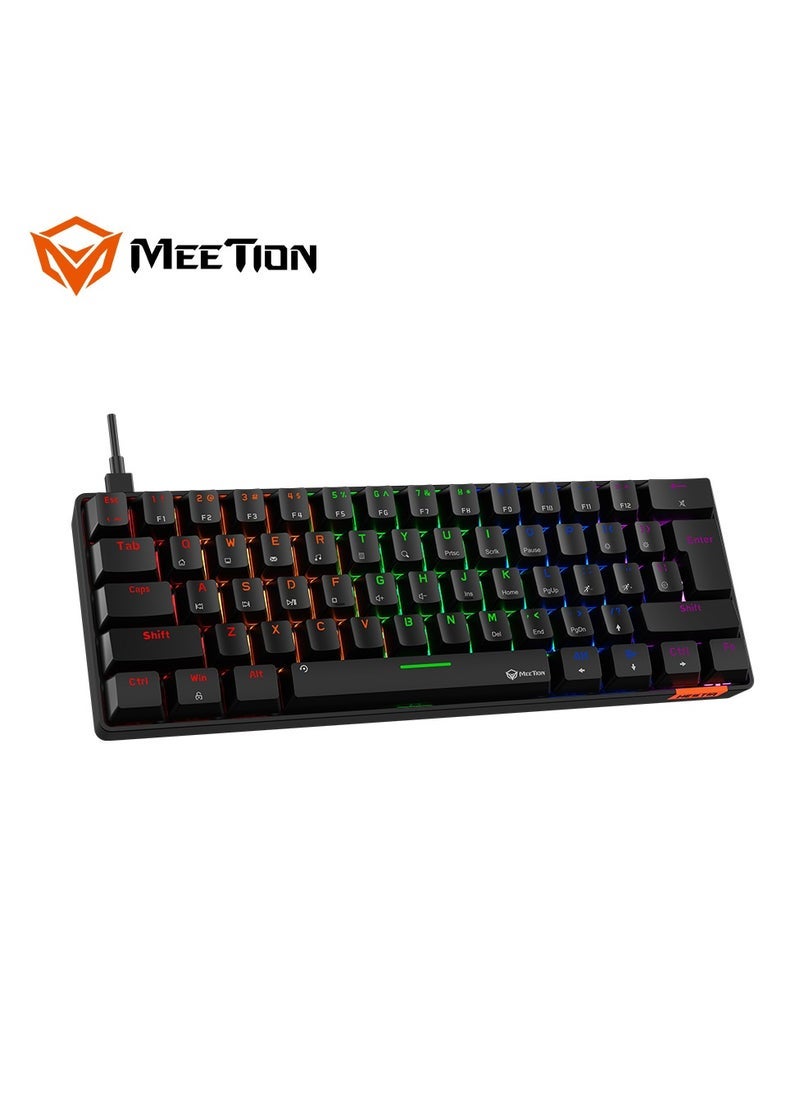 MEETION MT-MK005 RGB Backlit Mini 61-Key Wired Mechanical Gaming Keyboard – Compact 60% Layout with Responsive Blue Switches, Full Anti-Ghosting, Durable Double Injection Keycaps, Customizable RGB Lighting, Low Latency for Pro Gamers – Black - Image 4