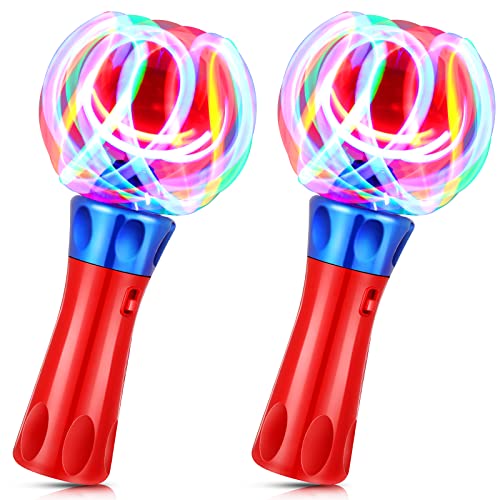 Hungdao 2 Pieces Light Wands Spinner Wand Sensory Light Spinner Magic Ball Glow LED Orbiter Wand - Image 1