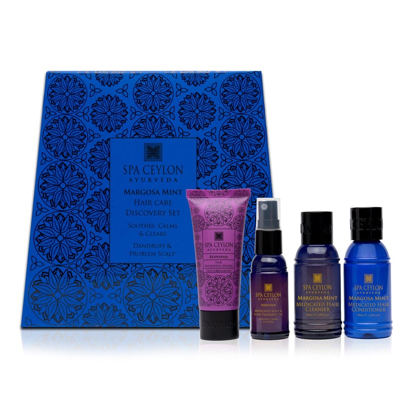 SPA CEYLON Margosa Mint Hair Care Discovery Set | Haircare for Dandruff & Problem Scalp | Shampoo & Conditioner, Hair Mask, Hair Oil | Soothes, Calms & Clears Scalp - Image 1
