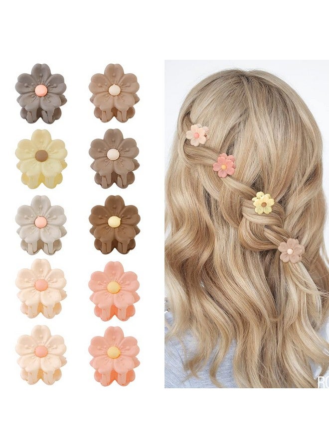 Ahoney Honey 10Pcs Small Hair Claw Clips Cute 0.77" Mini Flower Daisy Hair Clips For Hair Decorations For Women Girls Mini Jaw Clips Strong Hold Hair Barrettes (Natural Color) - Image 2