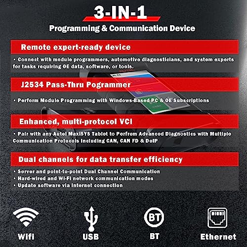 Autel VCI MaxiFlash Xlink J2534 Reprogramming Tool Expert-Driven Remote Diagnostic Tool Supports DoIP/CAN/CAN FD/D-PDU/J2534/RP1210 Work with Autel MaxiSYS Ultra MS919 MS909 PC and Mobile Phone - Image 5