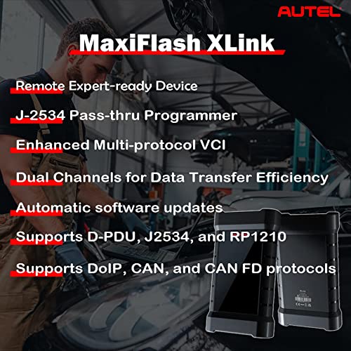 Autel VCI MaxiFlash Xlink J2534 Reprogramming Tool Expert-Driven Remote Diagnostic Tool Supports DoIP/CAN/CAN FD/D-PDU/J2534/RP1210 Work with Autel MaxiSYS Ultra MS919 MS909 PC and Mobile Phone - Image 2