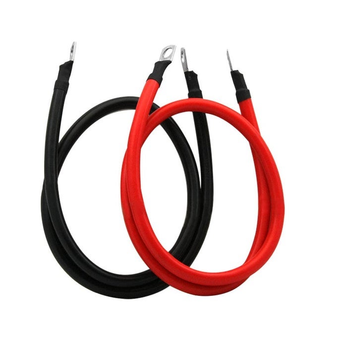2 Awg Battery Cable 2 Gauge Pure Copper Battery Inverter Cables With 38 In Lugs Both Ends Power Inverter Wire Set For Automotive Solar Power Inverter Marine Boat Rv Car Motorcycle 5Ft
