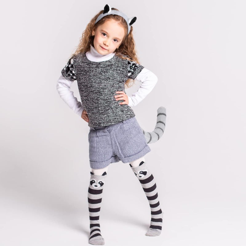Luckam Raccoon Costume Set Raccoon Ears and Tail Set with Raccoon Headband and Raccoon Tail for Animal Costume Cosplay Birthday Party Accessories  Fancy Dress Party Supplies - Image 3