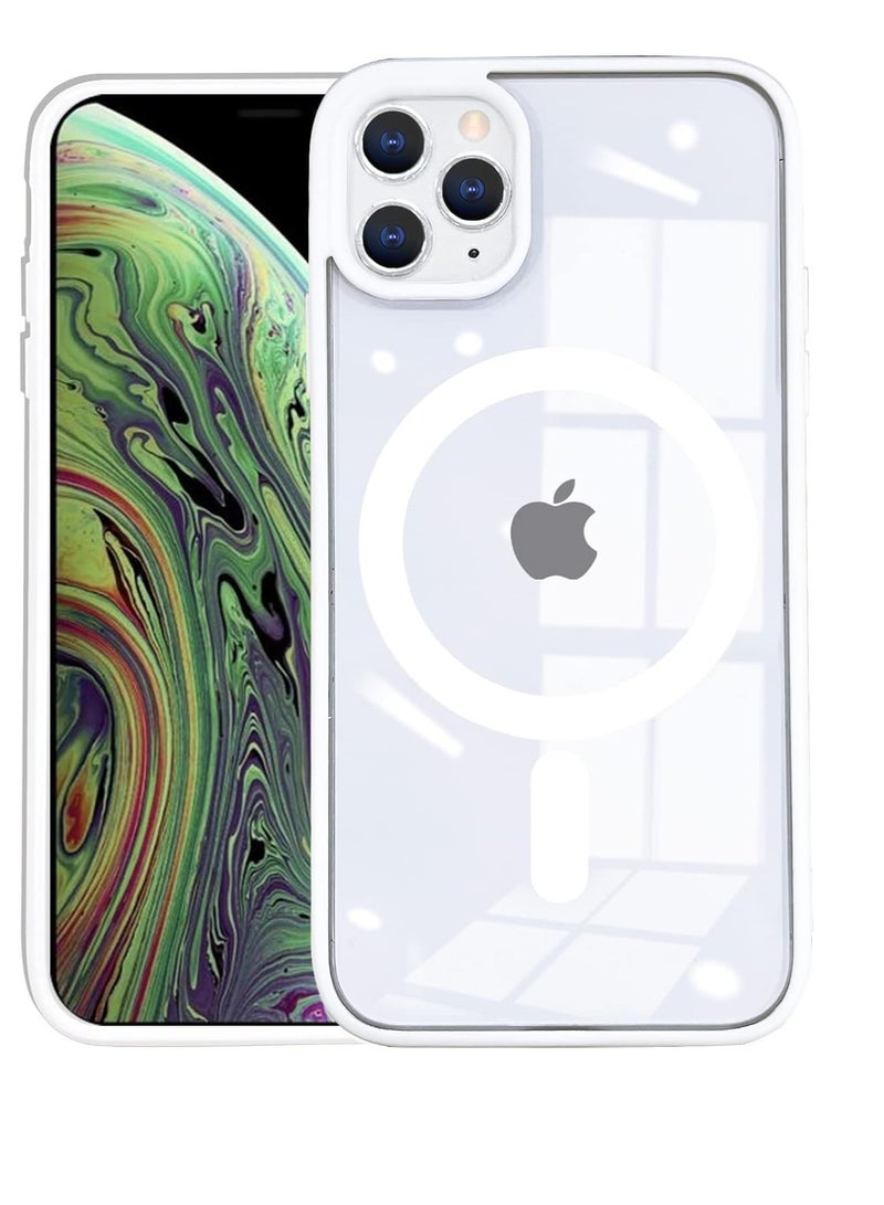 ten.tech Transparent magnetic protection case compatible with MagSafe for iPhone 11 Pro Max English mobile phone, anti-shocks and scratches (white) Silicone back cover by Ten Tech  - Image 1