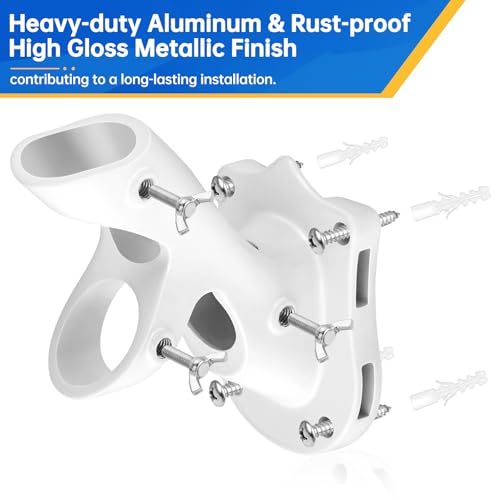Anovo Flag Pole Holder Anovo Flag Pole Brackets Mount Outside House HeavyDuty Aluminum Metal Rust Proof Bracket 1 Inner Diameter 2 Positions with Hardwares for Outdoor Wall Mounting Porch White2 Pack - Image 3
