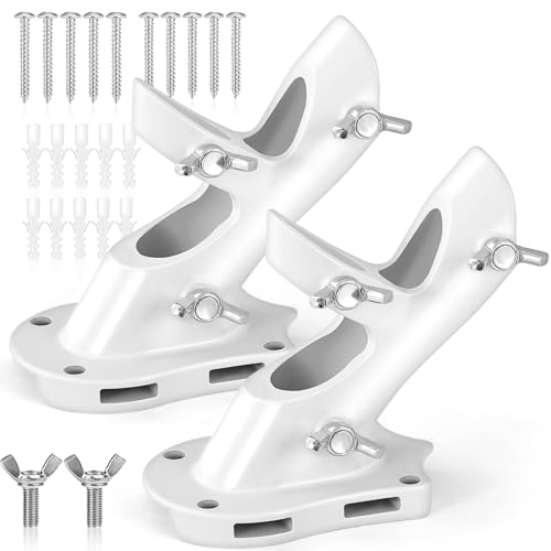 Anovo Flag Pole Holder Anovo Flag Pole Brackets Mount Outside House HeavyDuty Aluminum Metal Rust Proof Bracket 1 Inner Diameter 2 Positions with Hardwares for Outdoor Wall Mounting Porch White2 Pack - Image 1