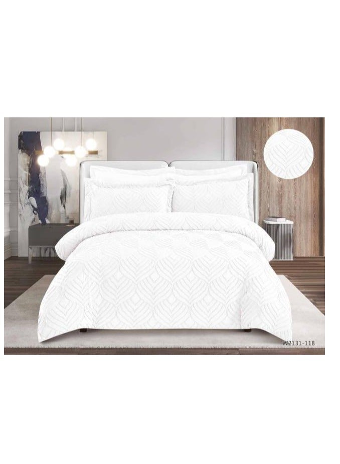 طقم لحاف مقاس كينج، 6 قطع، تصميم مطرز، لحاف مقاس 220x240 سم، شرشف مطاطي مقاس 200x200 سم، غطاء وسادة مقاس 50x75 سم