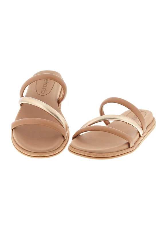 Beira Rio Beira Rio Ladies Flat Sandals Beige | Made In Brazil