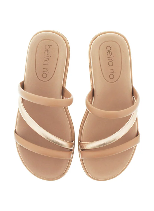 Beira Rio Beira Rio Ladies Flat Sandals Beige | Made In Brazil